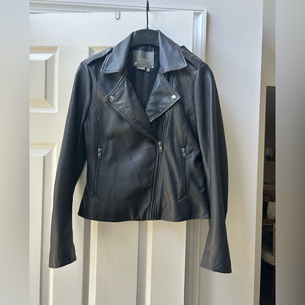 Anthropologie Navy Leather Jacket